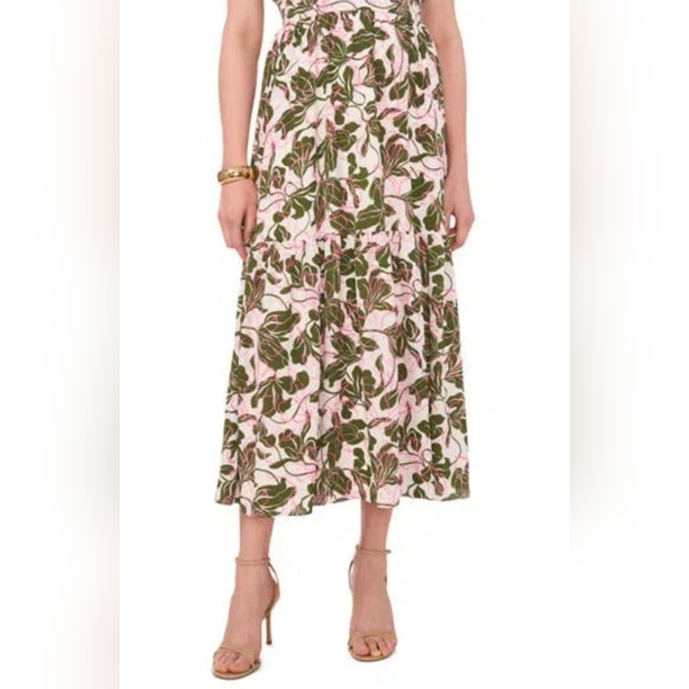 Parker Floral Green‎ and Pink Midi Maxi Skirt
